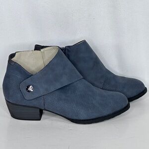 JBU Cassidy‎ Ankle Bootie Bluish Gray Vegan Block Heels Sz 8.5